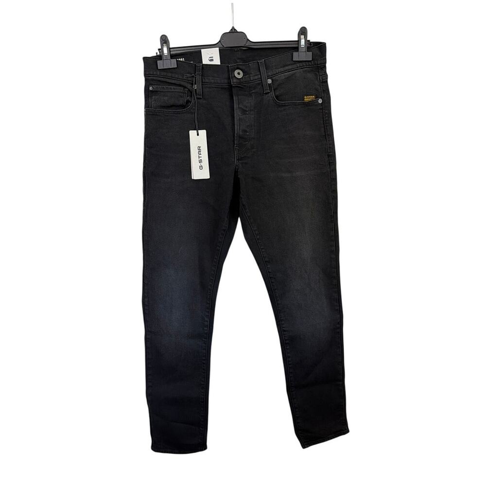 G-Star RAW 3301 Men Tapered Jeans W32 L32 New Black Onyx Denim Stretch Moto NWT